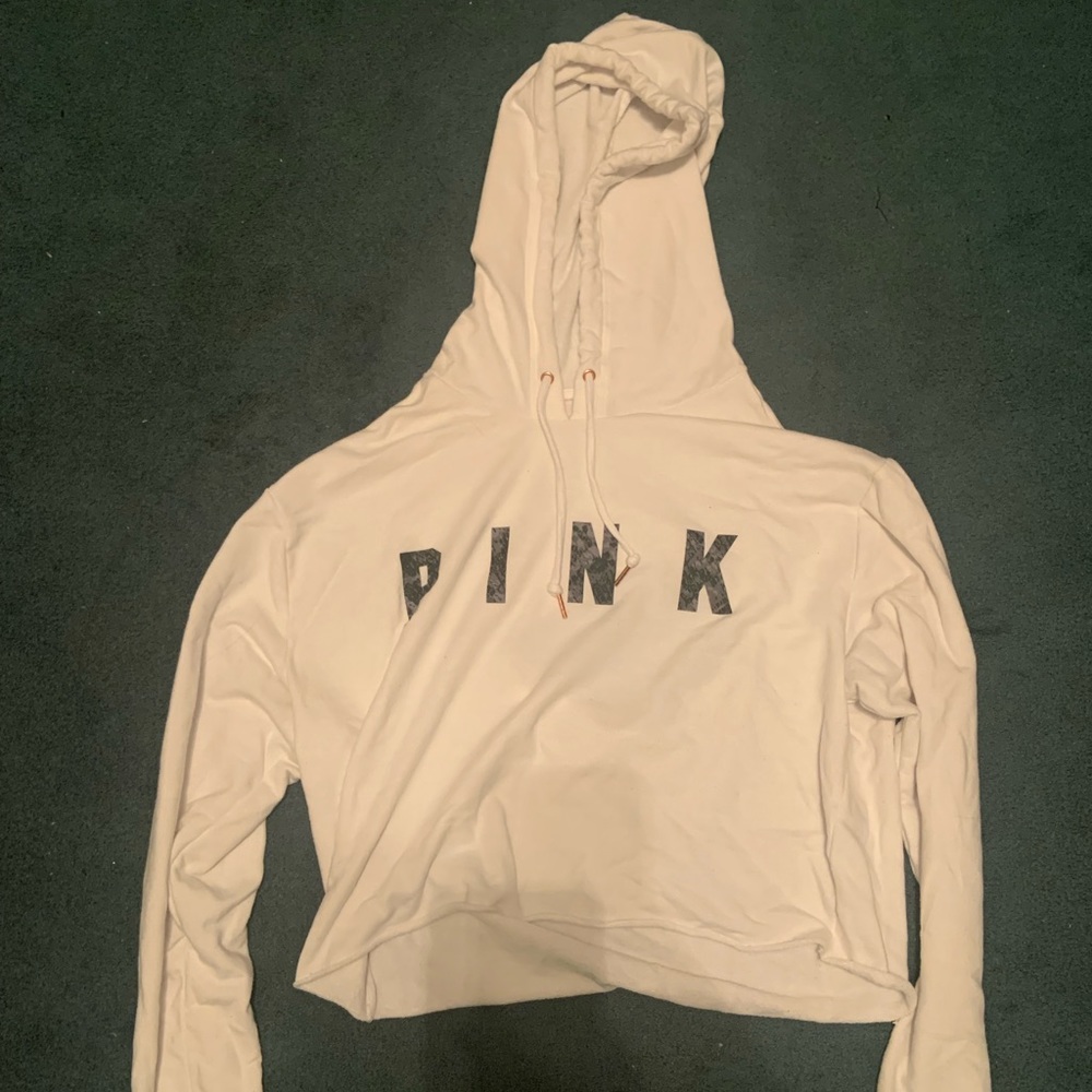 White light weight VS Pink Cropped Hoodie
